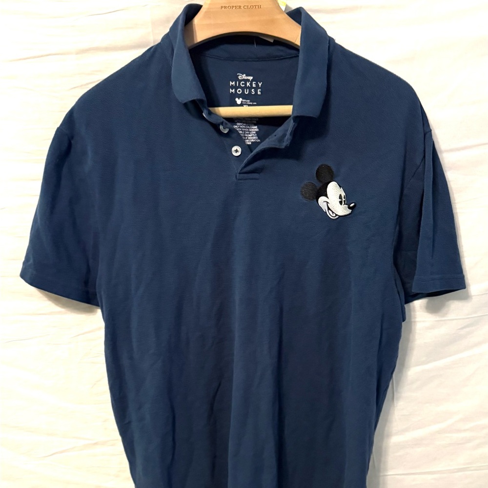 Disney Shirt Men’s XL Blue MICKEY MOUSE Face Polo Golf Embroidered